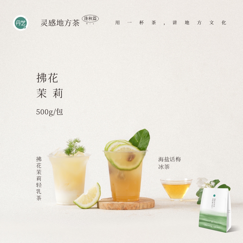 Dan Yi Fu Hua Jasmine Tea 500g, Special Green Tea for Coffee and Milk Tea Shops, Sea Salt Plum Ice Tea