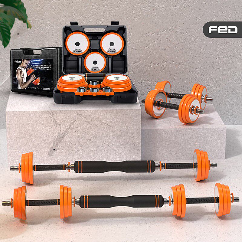 Dumbbell men's fitness pure steel electroplated barbell 15KG20kg 30 box set home equipment to exercise arm muscles