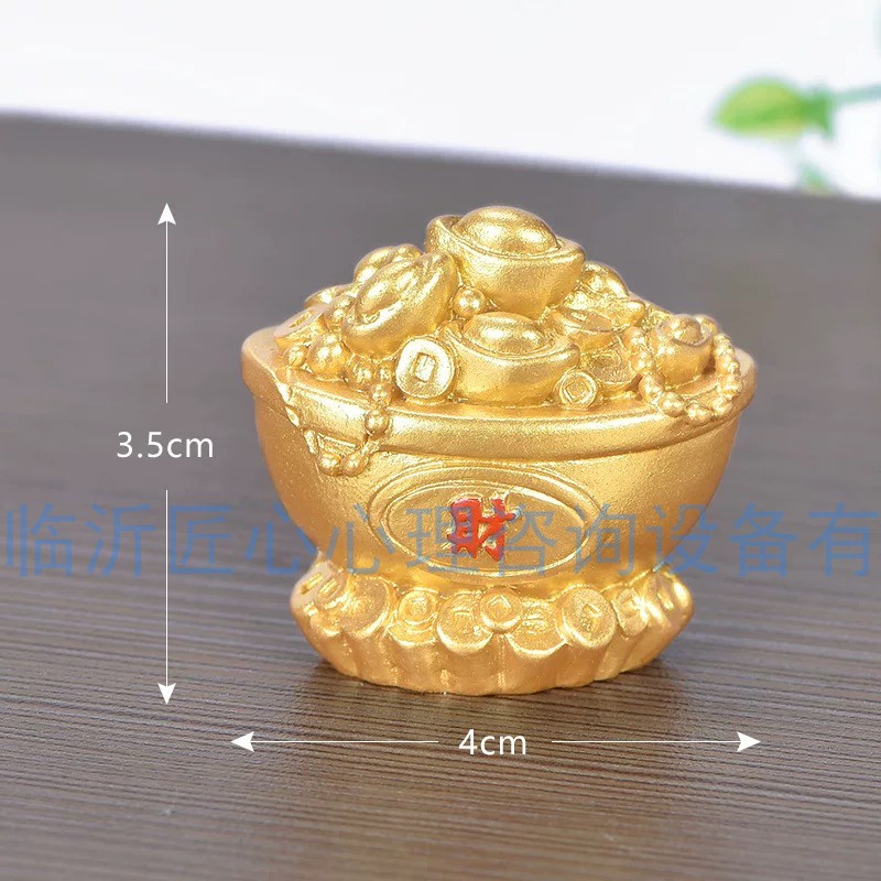 匠心心理沙盘教具箱庭摆件模型玩偶树脂其他类元宝聚宝盆金福字