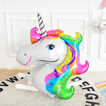 Large unicorn rainbow horse head pony Polaroid aluminum film balloon birthday 100 days Full Moon Party layout