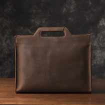 New Mens Handbag Genuine Leather Computer A4 File Bag Crazy Mapleather Single Shoulder Inclined Satchel Briefcase Briefcase briefcase