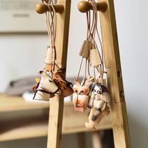 Handmade Genuine Leather Hanging Accessories Zodiac Key Buttons Cute Bag pendant car Decorative Accessories Pendulum gift Gift Woman
