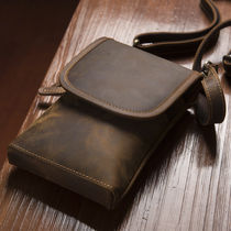 Handmade multifunctional mens leather shoulder bag head layer cowhide cross bag male Mama leather retro bag running bag hanging bag