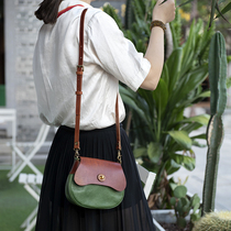 Plant Tannic Bull Leather Woman Type Single Shoulder Inclined Cross Bunk Saddle Bag BAG BAG RETRO CASUAL 100 lap genuine leather Coloured small square bag