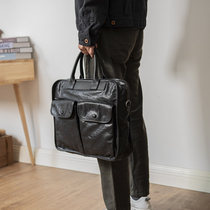Retro Superior Bull Leather Mens Handbag Versatile Briefcase Business Casual Business Leisure Travel Big Capacity Diagonal Satchel