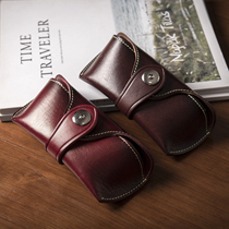 Handmade genuine leather glasses case portable male handmade head layer genuine leather calf leather myopia sun-sunglasses box glasses bag women