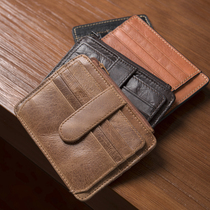 Retro Ultra Slim Card Bag Men Genuine Leather Mini Small Zero Wallet Card Clip Lady Drivers License Leather Set Card Documents Bag