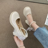 Обувь, сандалии из жемчуга с бантиком на высоком каблуке, туфли для кожаной обуви, французский стиль, 2023