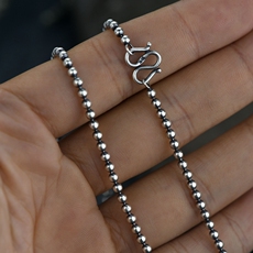 Серебряное ожерелье 足银o字链个性男女纯银项链复古大气项链圆珠链时尚配链