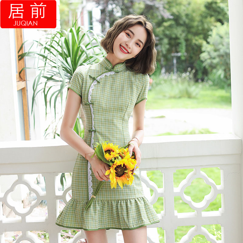 Summer lightweight cheongsam, short short sleeve dress, light style, Chinese style