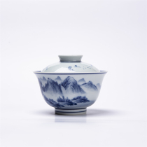 Jingdezhen blue and white landscape bowls two talented landscape paintings poems landscapes bowls ceramic kung fu tea sets bowls