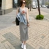 Modal Sling Dress Mùa xuân và mùa hè Phụ nữ mới dệt kim chiều dài trung bình Không tay bên trong Váy dài - váy đầm