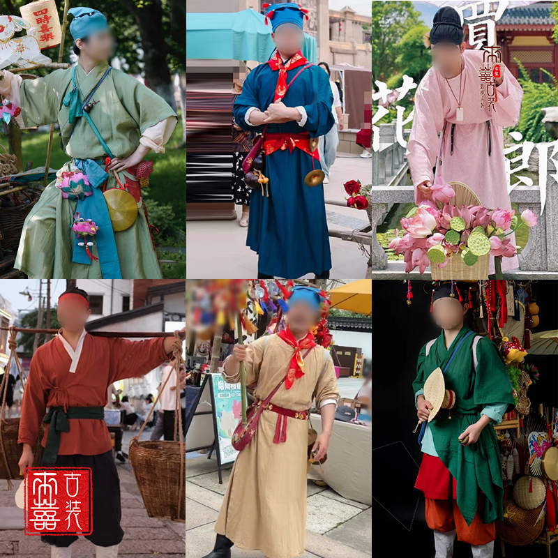 Ancient Street Market, Ancient Town, Hanfu Seller, Song Dynasty Men's Adult Traditional Folk Costume, Classical Performance Clothing
