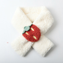 Cute scarf Winter female girl heart warm strawberry rectangular collar female winter student Japanese Korean version thickened
