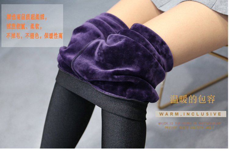 Cộng với phân bón XL cộng với quần legging nhung nữ 200 pounds chất béo MM cao eo mặc bước chân quần sáng bóng quần dày ấm legging nữ