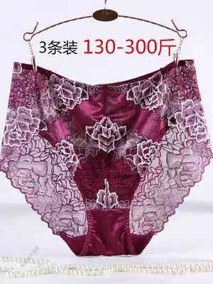 Plus size sexy lace high waist plus fat women transparent incognito fat mm200 pounds underwear summer thin section