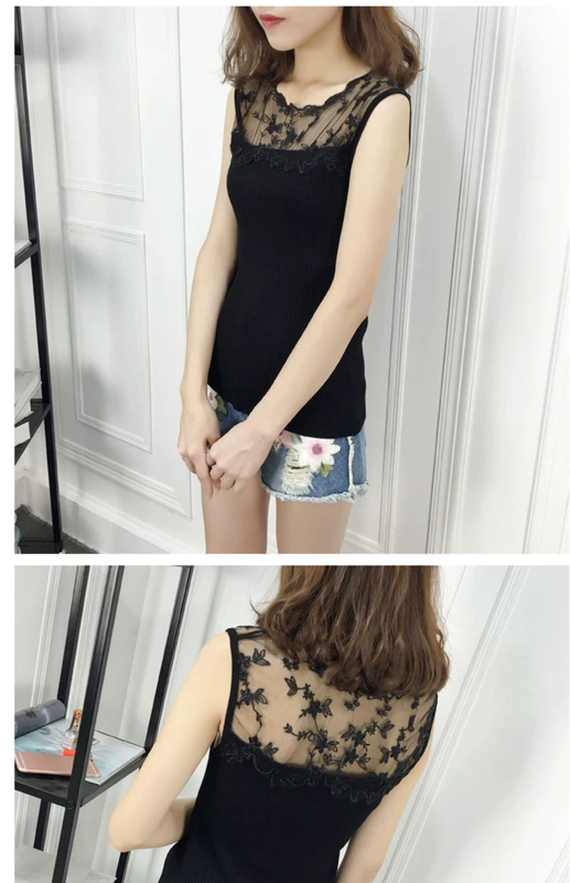 Mùa hè của phụ nữ không tay ren mỏng lỏng cộng với phân bón áo yếm XL 200 pounds chất béo mm đáy áo thủy triều