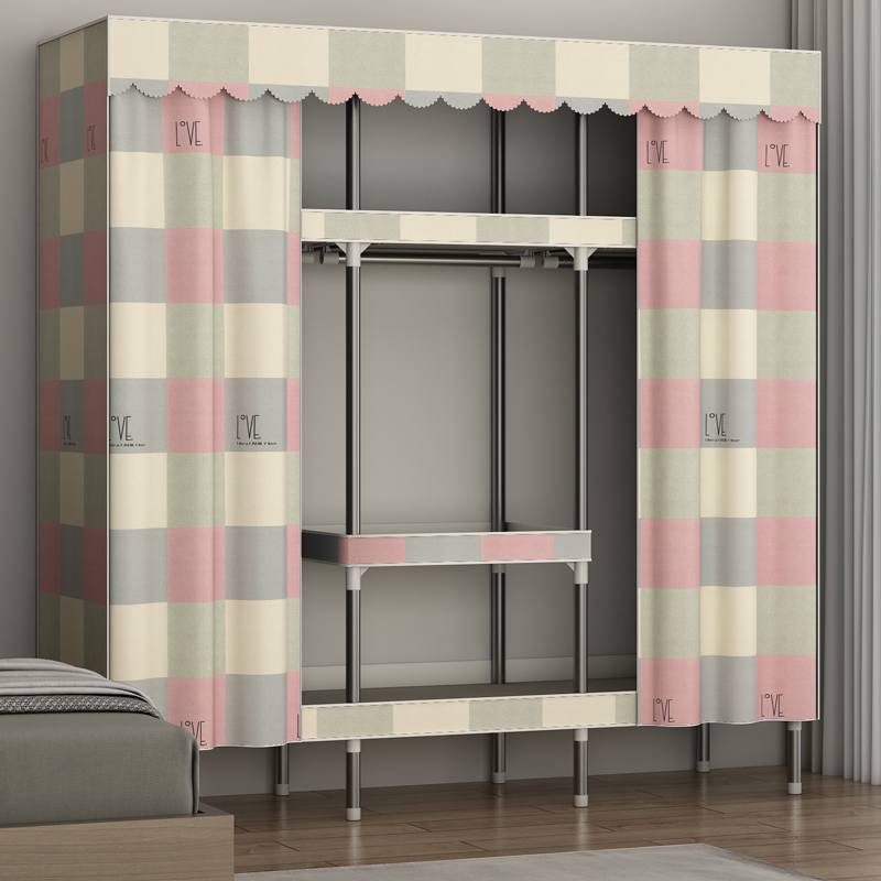 Simple fabric wardrobe rental household bedroom cabinet assembly clothes modern simply collection of hanging closet GI