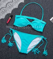 Thương hiệu băng xanh Bikini Treo cổ ống top Thời trang gợi cảm Chất lượng tốt Tấm lót ngực có thể tháo rời đồ bơi cho người béo bụng