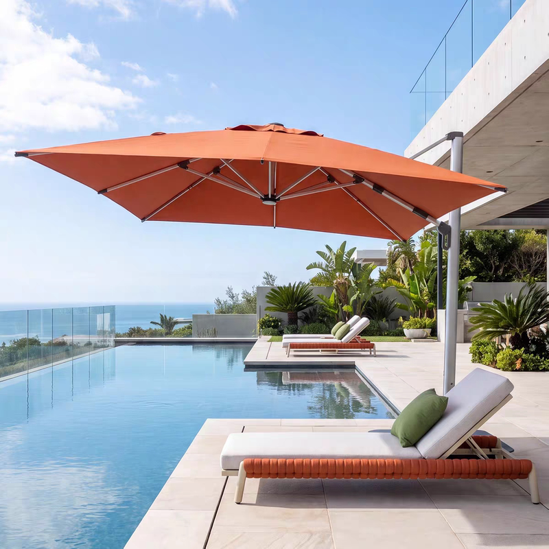Outdoor Parasol, Courtyard Roman Umbrella, Garden Umbrella with Lights, Villa Shopping Mall Swimming Pool Solar Light Umbrella, High-End Umbrella