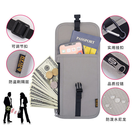 2023 New Overseas Travel Passport Storage Bag Halter Multifunctional Document Waterproof Ticket Clip RFID Protective Case