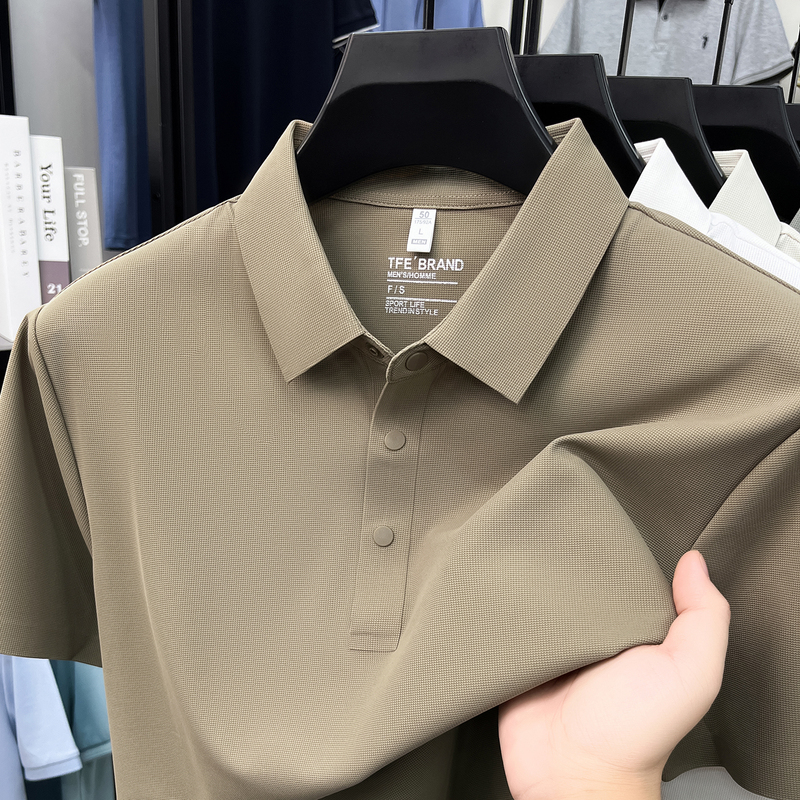 Summer Morandi Color Series, Cool-Feeling Short Sleeves, Seamless Craftsmanship, Slit with Four-Button Closure, High-End Fabric, Breathable and Comfortable