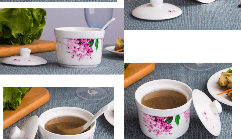 Ceramic water stew 10 the loaded with cover small cup steamed egg cup stew pot stewed bird 's nest soup cup for cup bowl of soup as cans braise cup