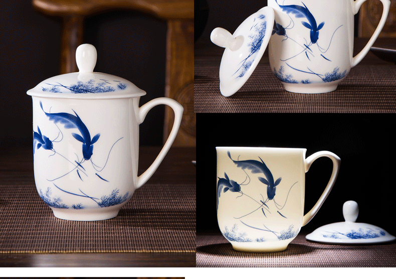 Jingdezhen porcelain, ipads China tea cups water cover cup office and meeting the boss cup single custom logo
