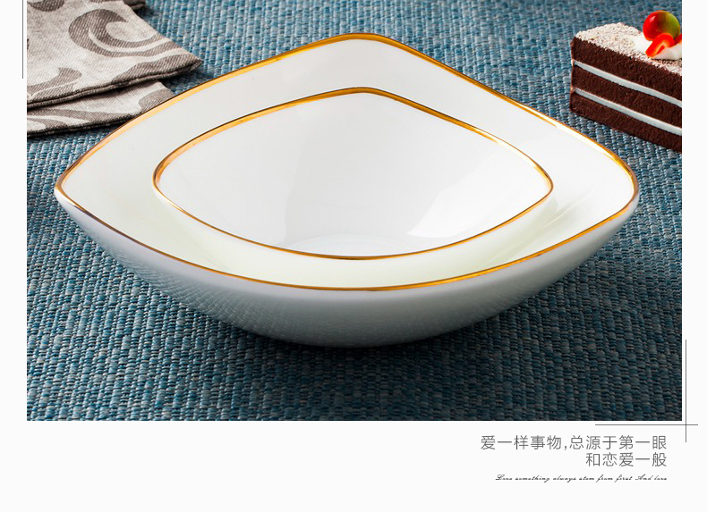 New Lin pull paint edge ipads porcelain white triangle serie rainbow such as bowl bowl three bowls of rice bowl pull a salad bowl size