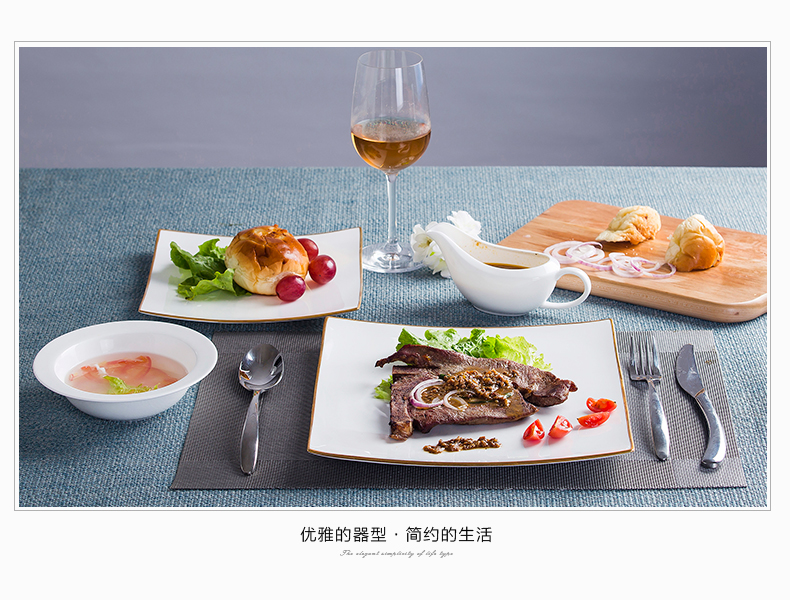 Up Phnom penh ipads porcelain child western - style steak plate of western - style food plate shaped, square, rectangular flat ipads porcelain pasta