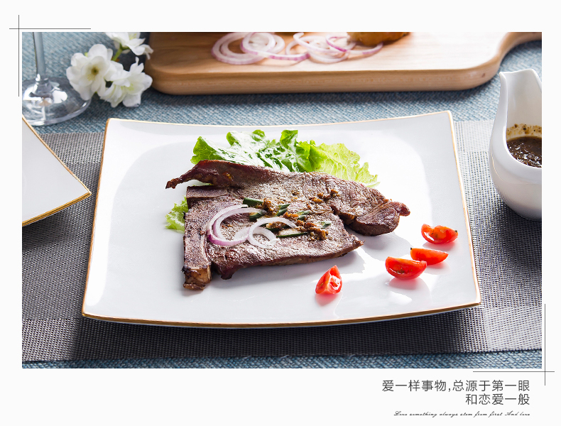 Up Phnom penh ipads porcelain child western - style steak plate of western - style food plate shaped, square, rectangular flat ipads porcelain pasta