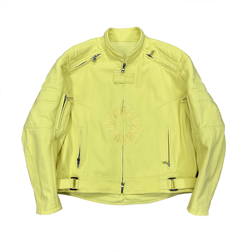 Trendmaybe"Motorcycle" Canvas Washed Racing Suit Logo Embroidered Motorcycle Cycling Jacket