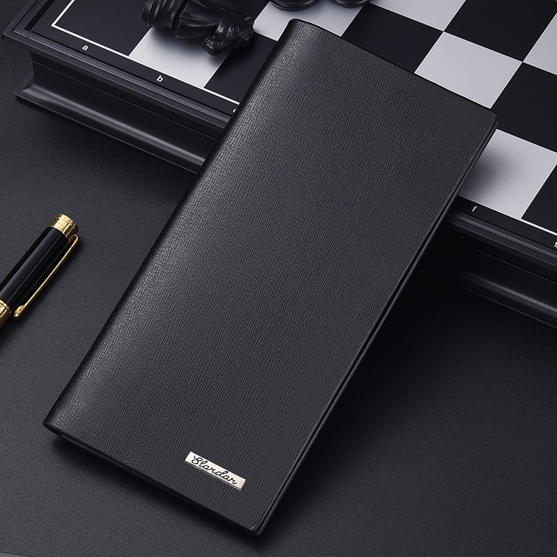 Men's wallet Men's long Tide Cards 2022 new students ultra-thin minimalist Carforeskin clip Korean version Multi-blocking money clip-Taobao