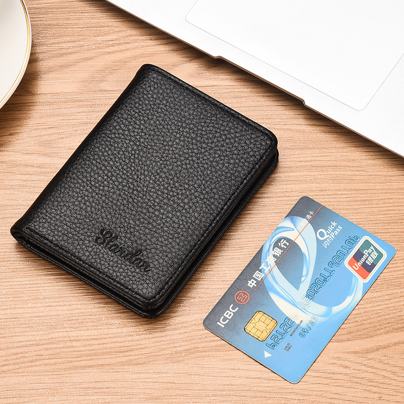 Ultra-thin mini wallet male short lychee line vertical men driver's license sleeve card packet tide