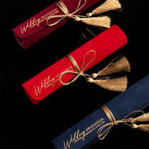 Fangcunli丨High-end customized scroll wedding invitations velvet Chinese style wedding invitations new Chinese style red retro