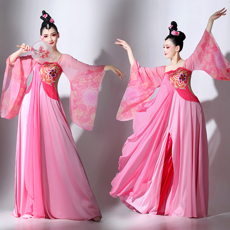 Classical Dance Performance Costume for Women, Elegant Han-Tang Style Large Skirt, Tang Music Chinese Style Hanfu, Art Exam Beauty Parade Dance Costume