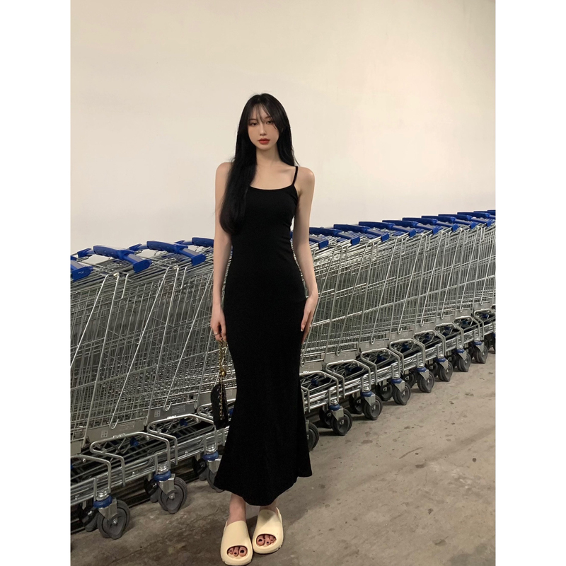 Mature and Elegant Style Sexy Tight-Fitting Dress for Women, Summer Waist-Cinching, Body-Covering, Hip-Hugging Dress, Spring and Autumn Inner Wear Camisole Long Dress