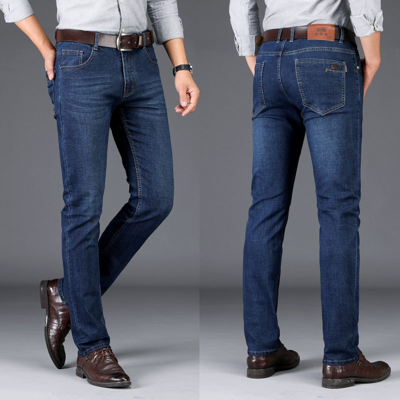 Cổ điển xe jeans nam mùa hè quần siêu mỏng màu xanh lá cây người đàn ông trung niên của quần âu nam phong cách lỏng lẻo