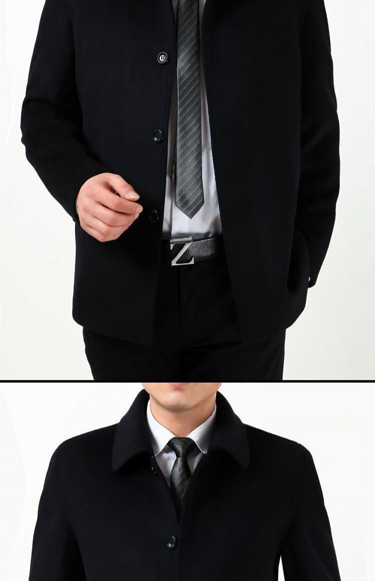 Áo khoác cashmere trung niên nam ngắn kinh doanh áo len dày ve áo lỏng lẻo áo khoác nam cha áo khoác jean nam