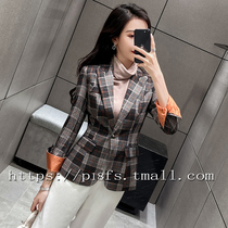 Small blazer womens autumn new retro plaid casual short suit jacket Korean version of the British style spring and autumn