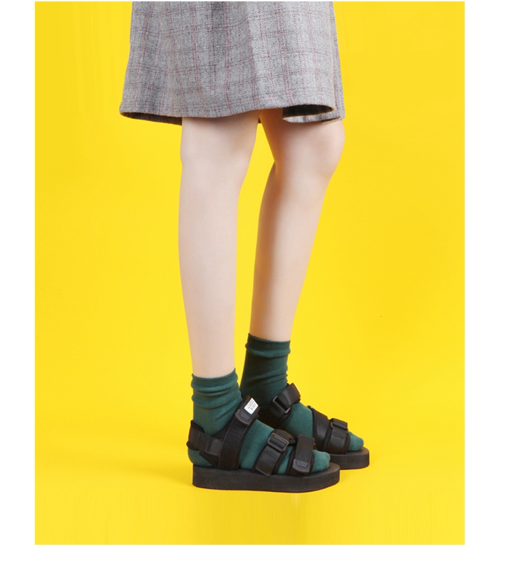 Vớ cotton retro Nhật Bản thiết lập mùa thu và mùa đông Phụ nữ Hàn Quốc vớ màu kẹo trong ống Mori vớ xỏ ngón