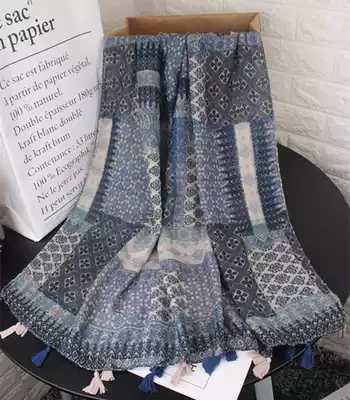2018 New vintage ethnic style thin sunscreen scarf big shawl women beach towel tourist silk scarf