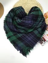Korean green black red and white plaid oversized dual-purpose womens autumn and winter scarf warm shawl lunch break cover blanket soft and thick
