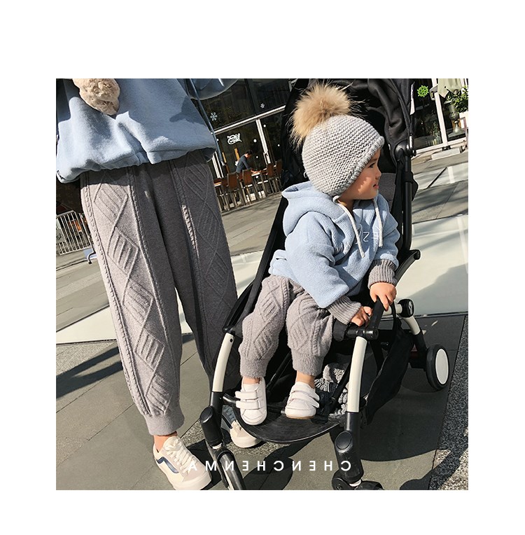 妈 亲子 + 绒绒 quần dệt kim trẻ em quần ấm áp thường xuyên quần mẹ và con trai quần áo em bé