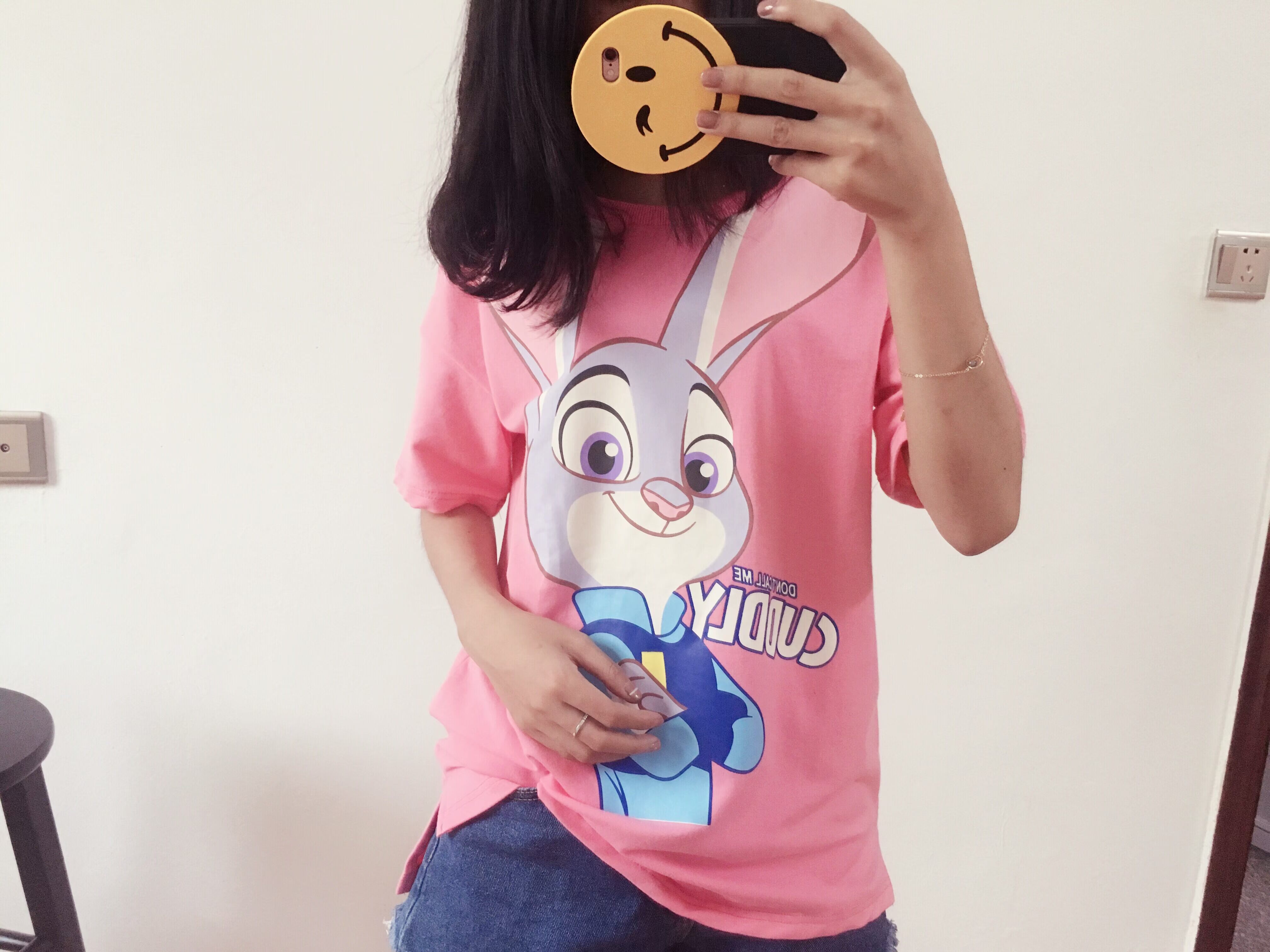 Hàn Quốc cha mẹ con 2019 hè mới phim hoạt hình thỏ Judy cotton ngắn tay áo thun mẹ dễ thương Hàn Quốc - Trang phục dành cho cha mẹ và con áo gia đình
