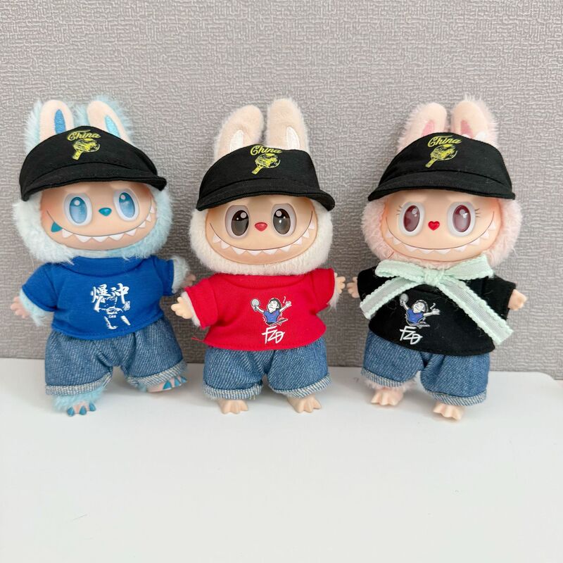 Only Clothes】First, Second, and Third Generation Blind Box Labubu Clothes, the Same Style as World Table Tennis Champion Fan Zhendong's Doll Clothes, Trendy