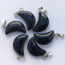 Blue Sand Stone Little Moon Pendant Earrings buling Flash Pendant DIY