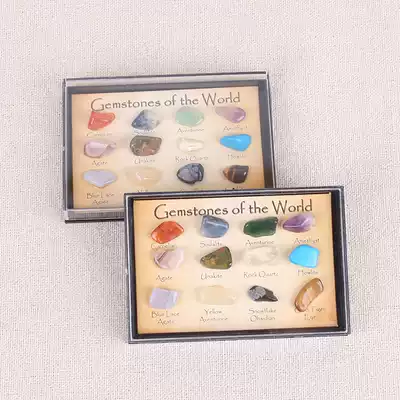 Natural Crystal ore specimens 12 kinds of minerals raw stone all English natural geology teaching materials student gifts