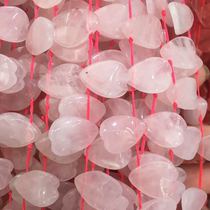 Natural pink crystal opening petals 13x18mm horizontal hole flat water drop stone hair hairpin headdress Hanfu accessories material