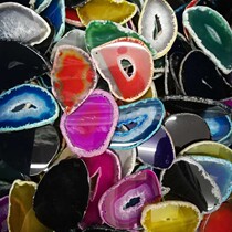 Natural Brazilian agate film landscape wind chime film raw stone coaster sweater chain jewelry accessories color necklace pendant